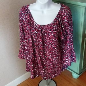 MK scarlet basic floral top size large